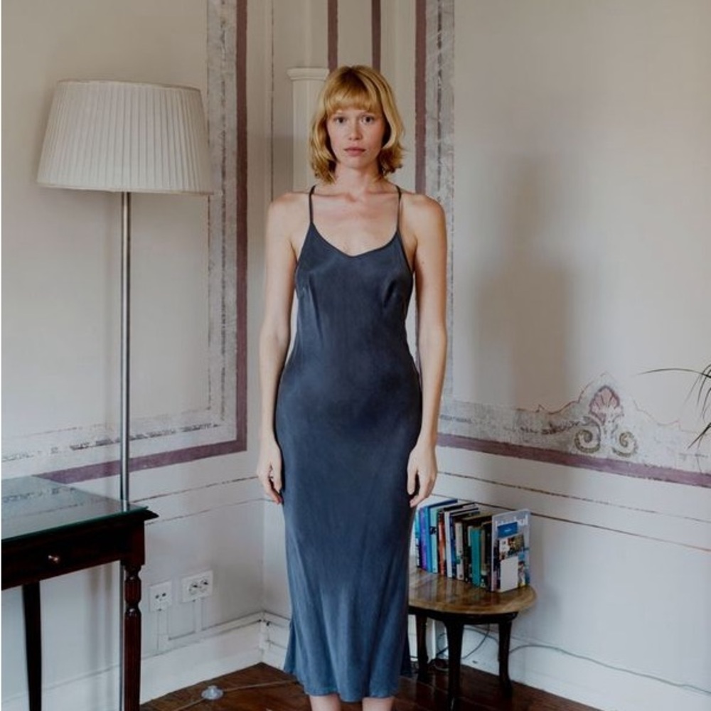 Phoebe Dress - Charcoal Vegan Silk